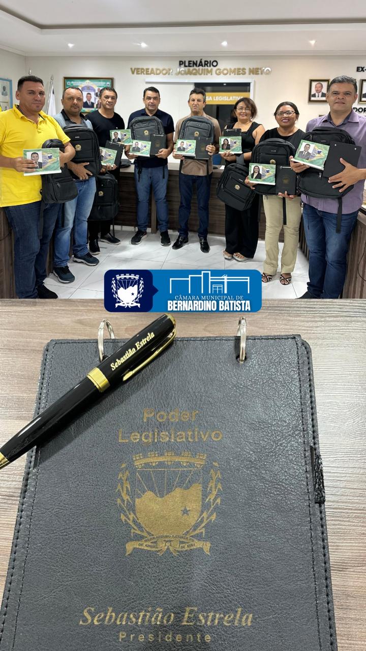 A Mesa Diretora através do seu Presidente Bastim de Albuino realiza entrega de kits para os vereadores.