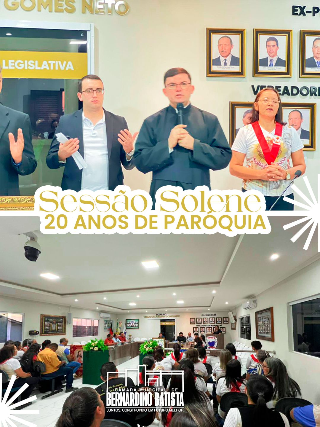 Câmara de Bernardino Batista realiza sessão em homenagem aos 20 anos da paróquia.